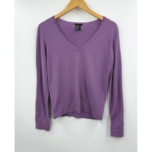 Theory Lavender V Neck Wool Blend Pullover Long Sleeve Sweater‎ Size Large